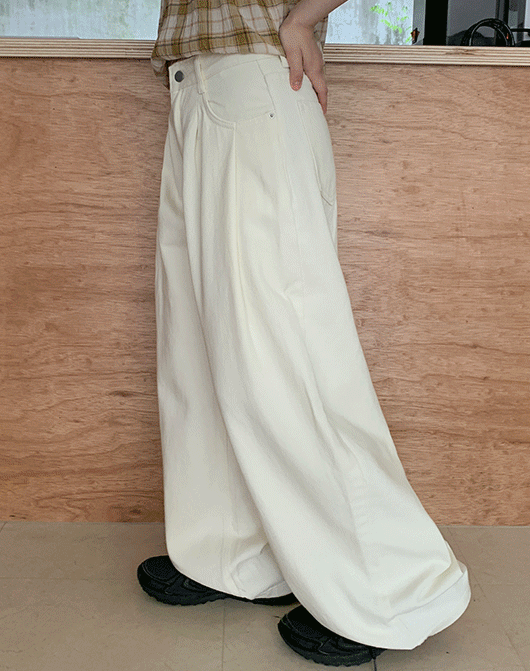 히카노 핀턱 와이드 코튼 팬츠 (5color)